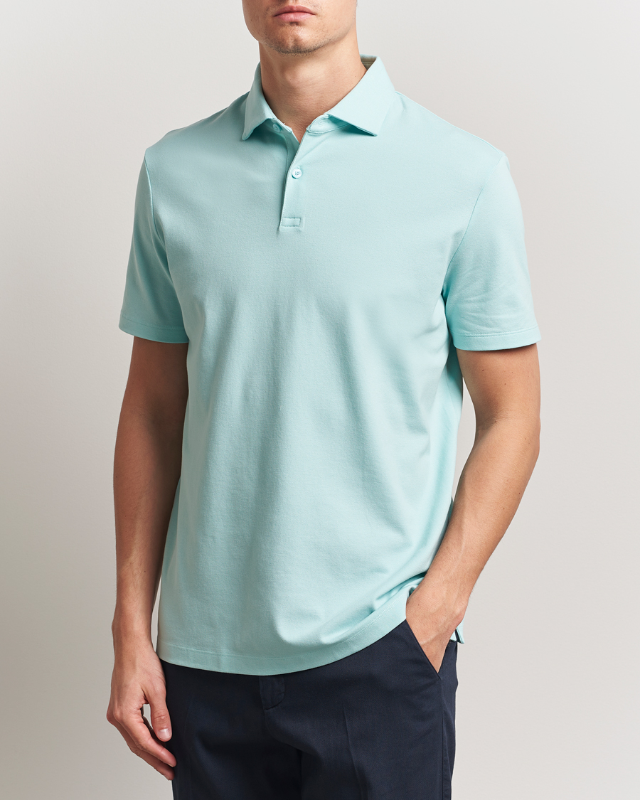 Herren | Poloshirts | Charles Tyrwhitt | Short Sleeve Cotton Pique Polo Aqua