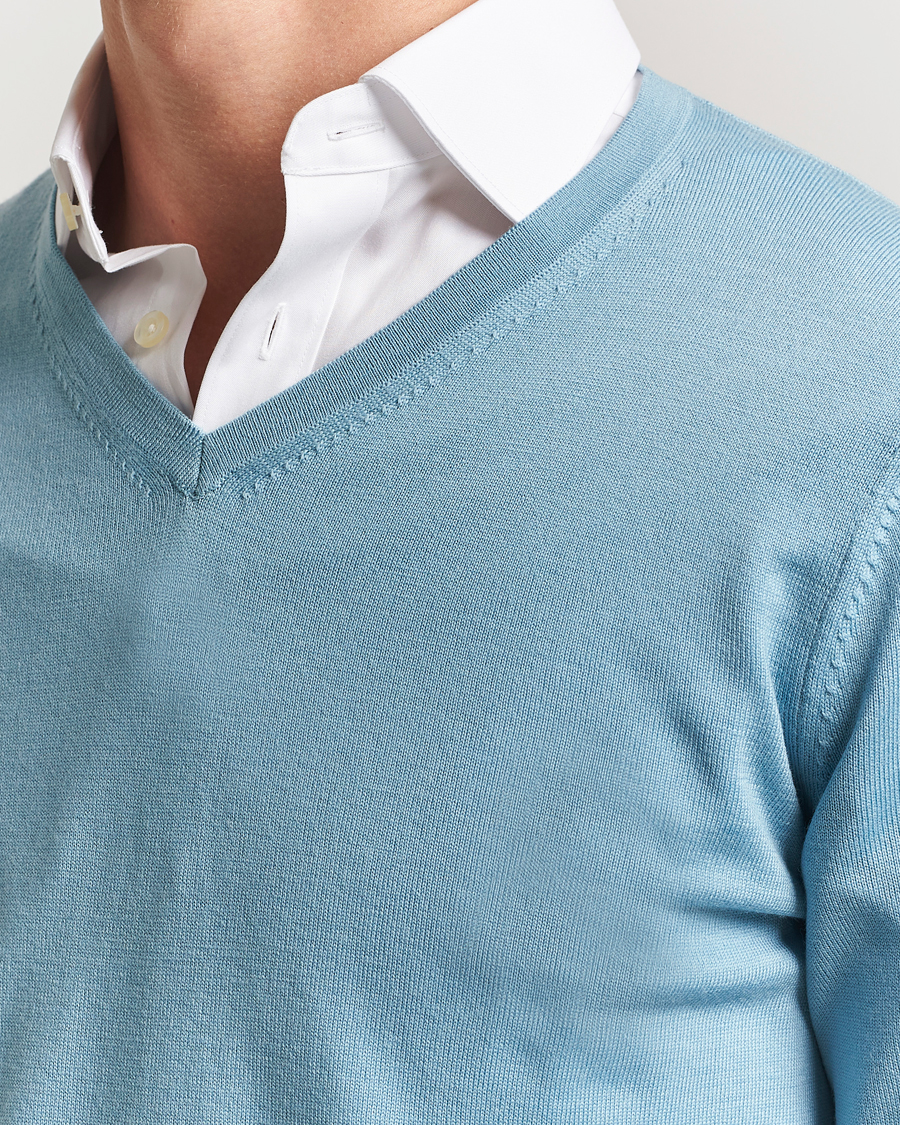 Herren | Pullover | Charles Tyrwhitt | Pure Merino V-Neck Jumper Aqua Green