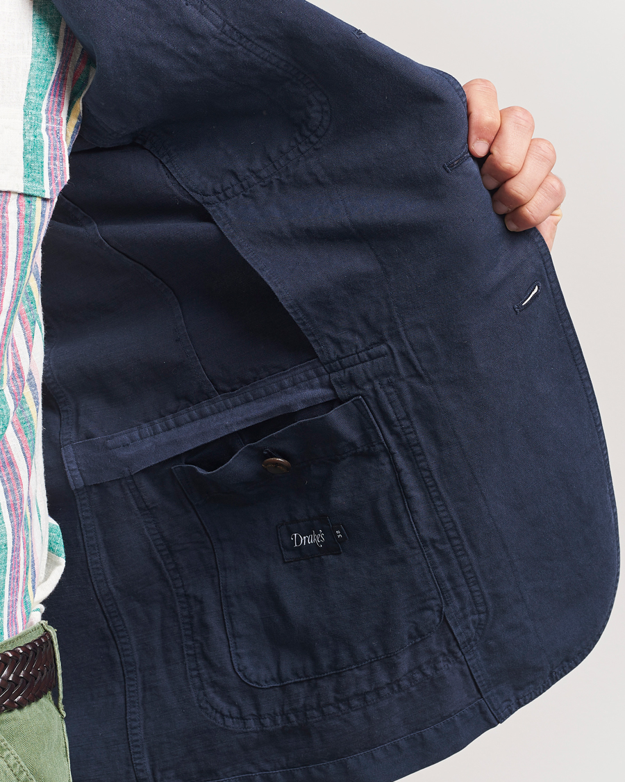 Herren | Sakkos | Drake's | MKI Cotton/linen Games Blazer Navy