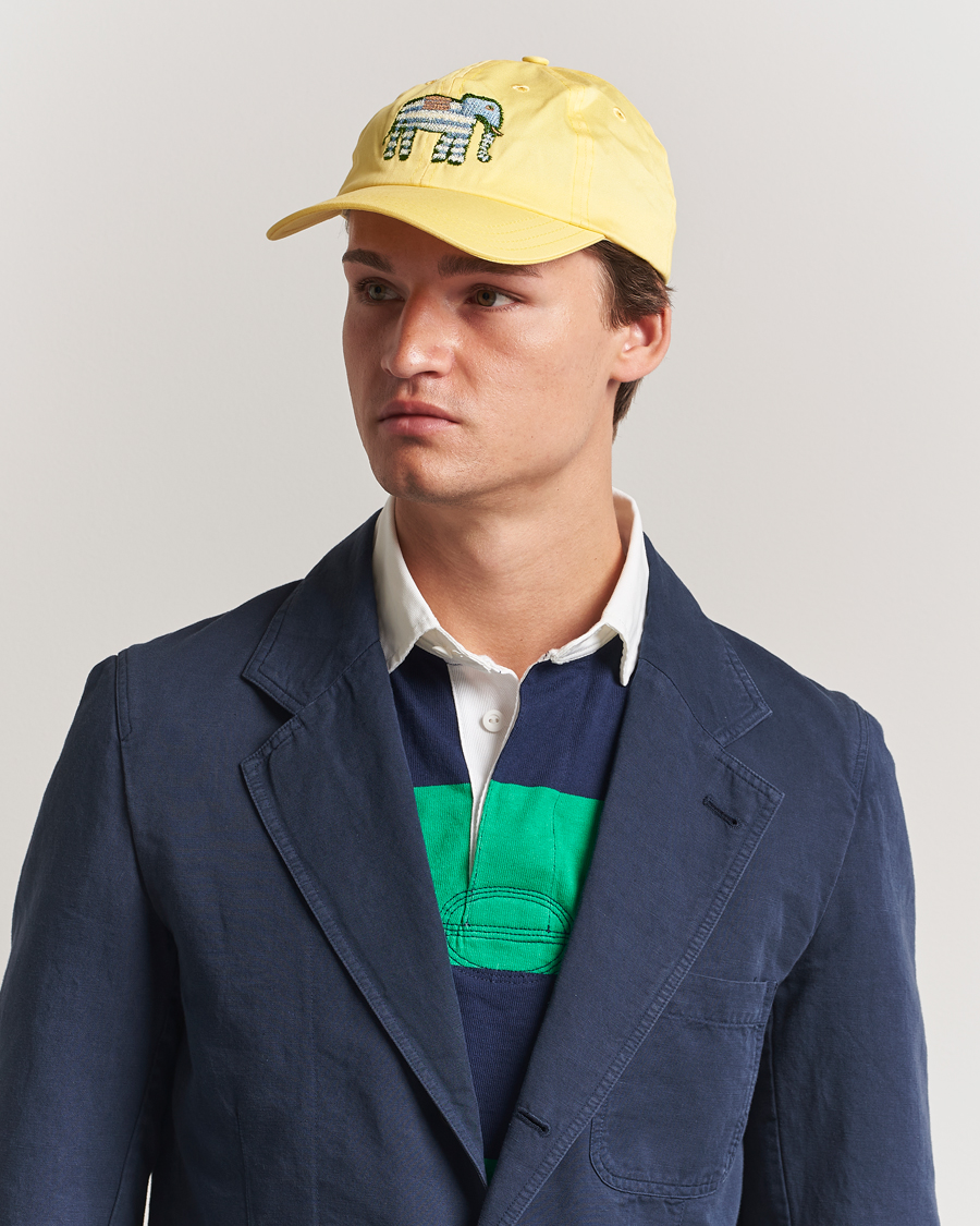 Herren | Drake's Elephant Embroidered Cap Lemon | Drake's | Elephant Embroidered Cap Lemon