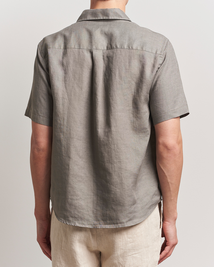 Herren | Hemden | Colorful Standard | Garment Dyed Linen Short Sleeve Shirt Dusty Olive