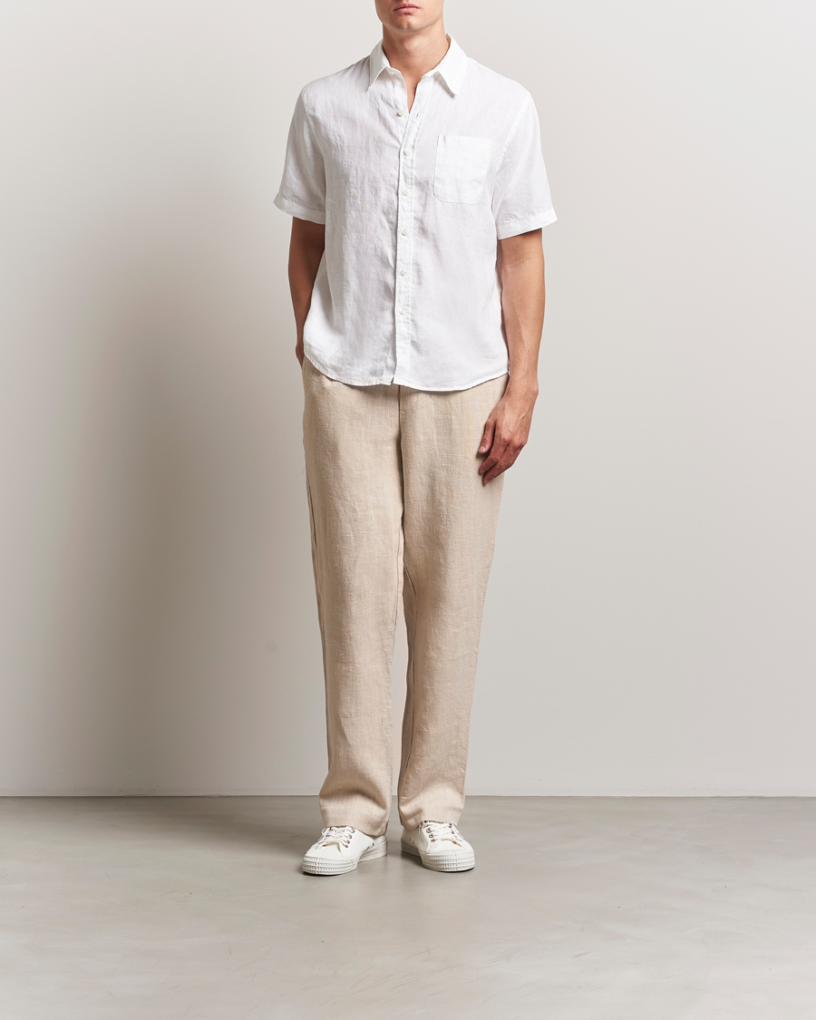 Herren | Hemden | Colorful Standard | Garment Dyed Linen Short Sleeve Shirt Optical White