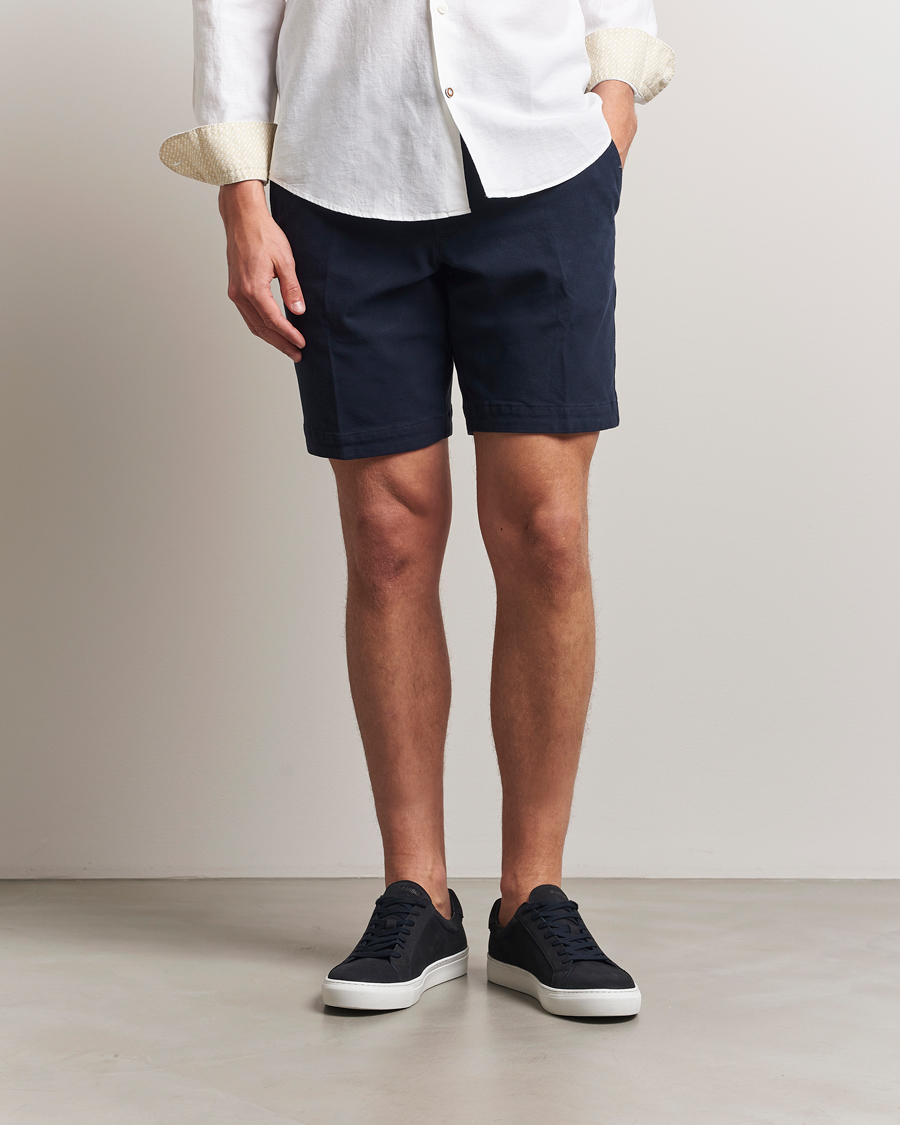 Herren | Shorts | BOSS BLACK | Slice Structured Cotton Shorts Dark Blue