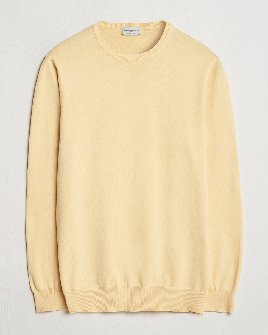 Herren | Pullover | Morgano | Supersoft Egyptian Cotton Crew Neck Light Yellow