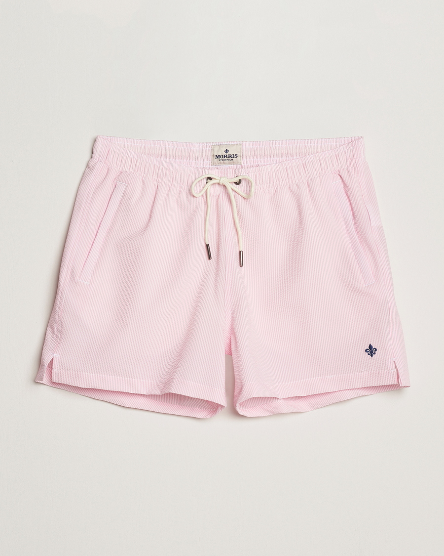 Herren | Badehosen | Morris | Seersucker Bathing Trunks Light Pink