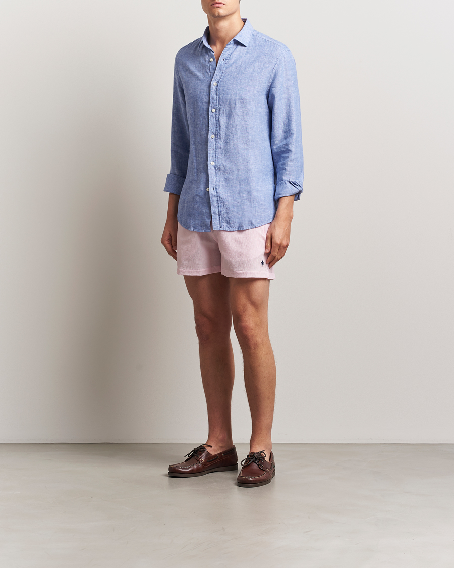 Herren | Badehosen | Morris | Seersucker Bathing Trunks Light Pink