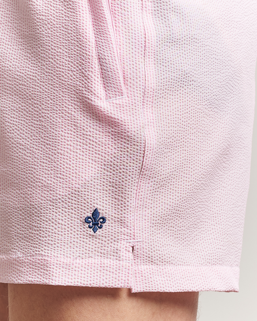 Herren | Badehosen | Morris | Seersucker Bathing Trunks Light Pink