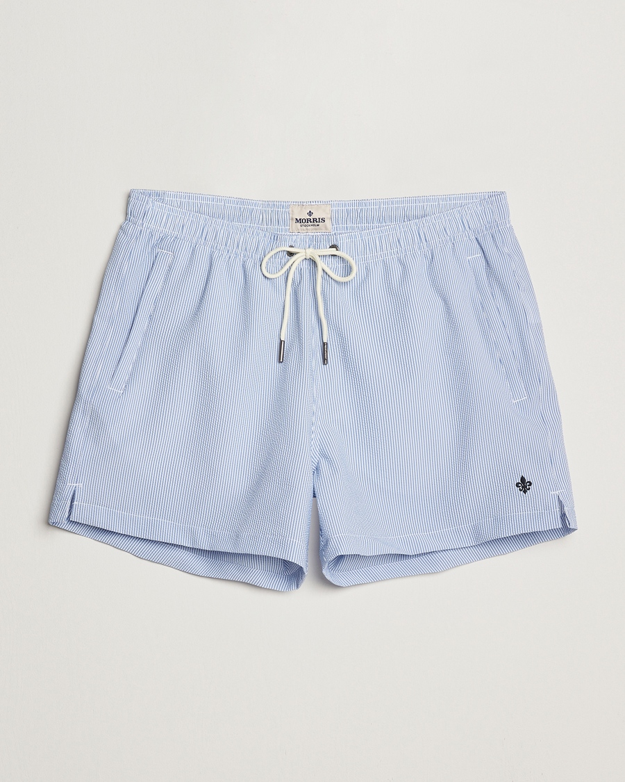 Herren | Badehosen | Morris | Seersucker Bathing Trunks Light Blue