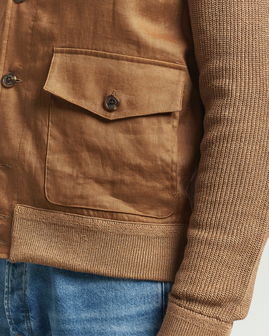 Herren | Pullover | Polo Ralph Lauren | Linen Skeet Jacket Brown Linen Combo