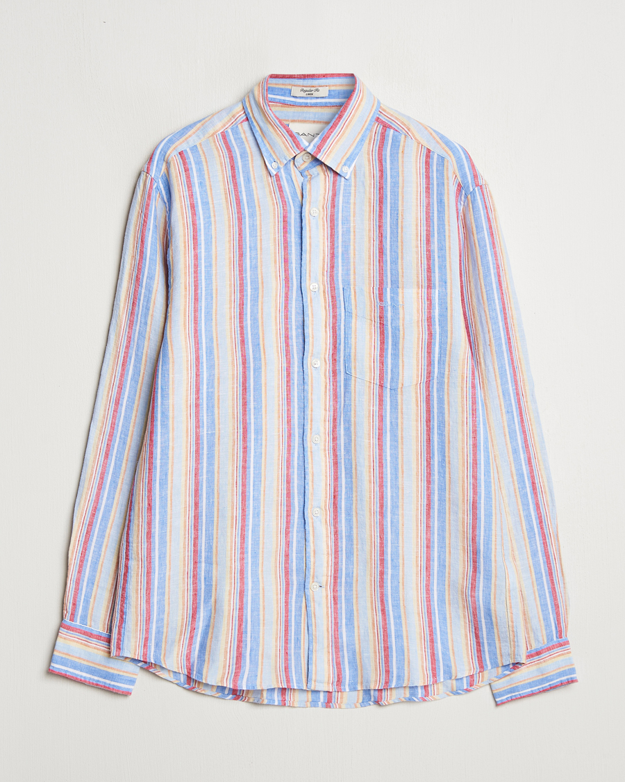 Herren | Hemden | GANT | Regular Fit Linen Striped Shirt Multi