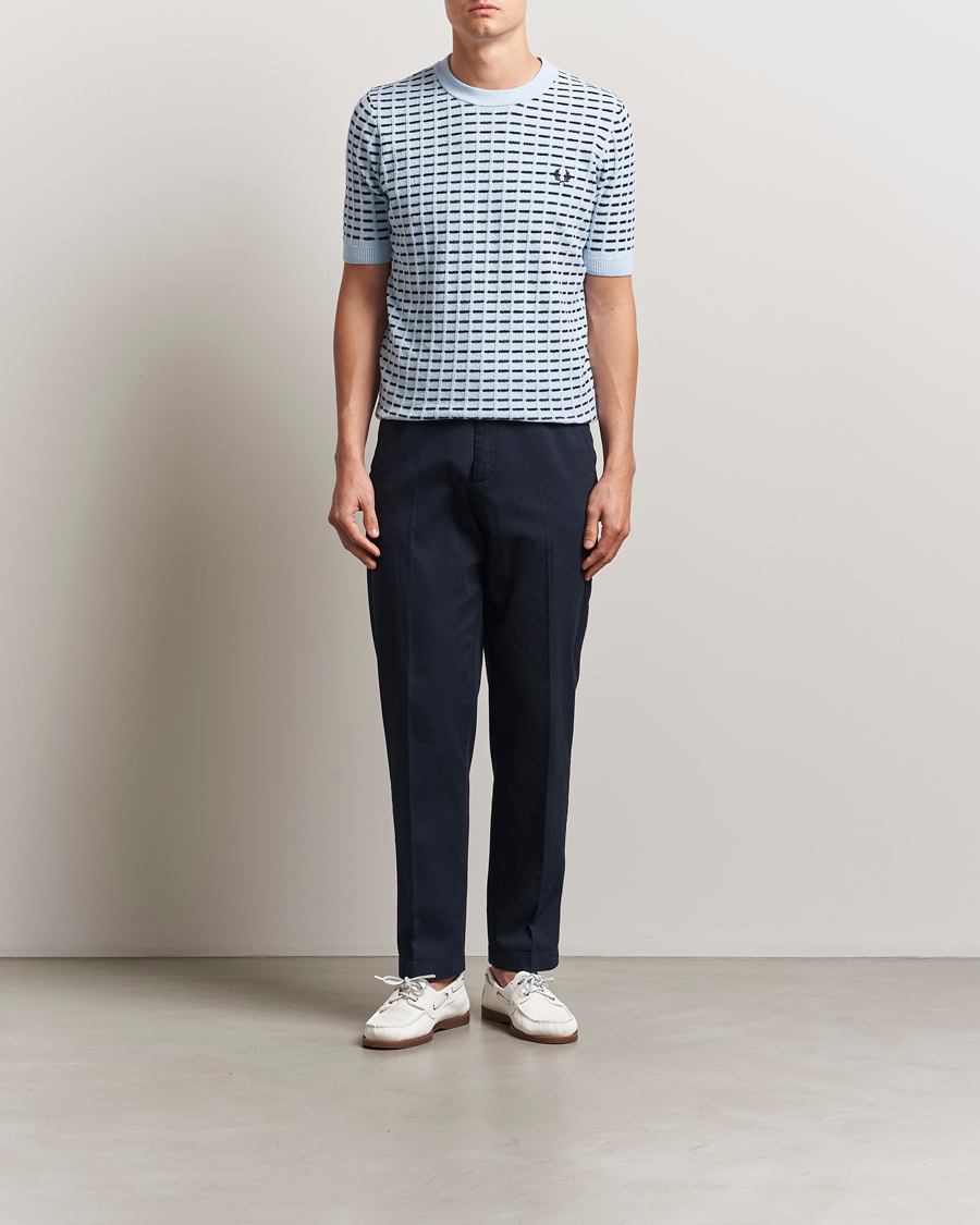 Herren | T-Shirts | Fred Perry | Bouclé Ribbed Knitted T-Shirt Light Smoke