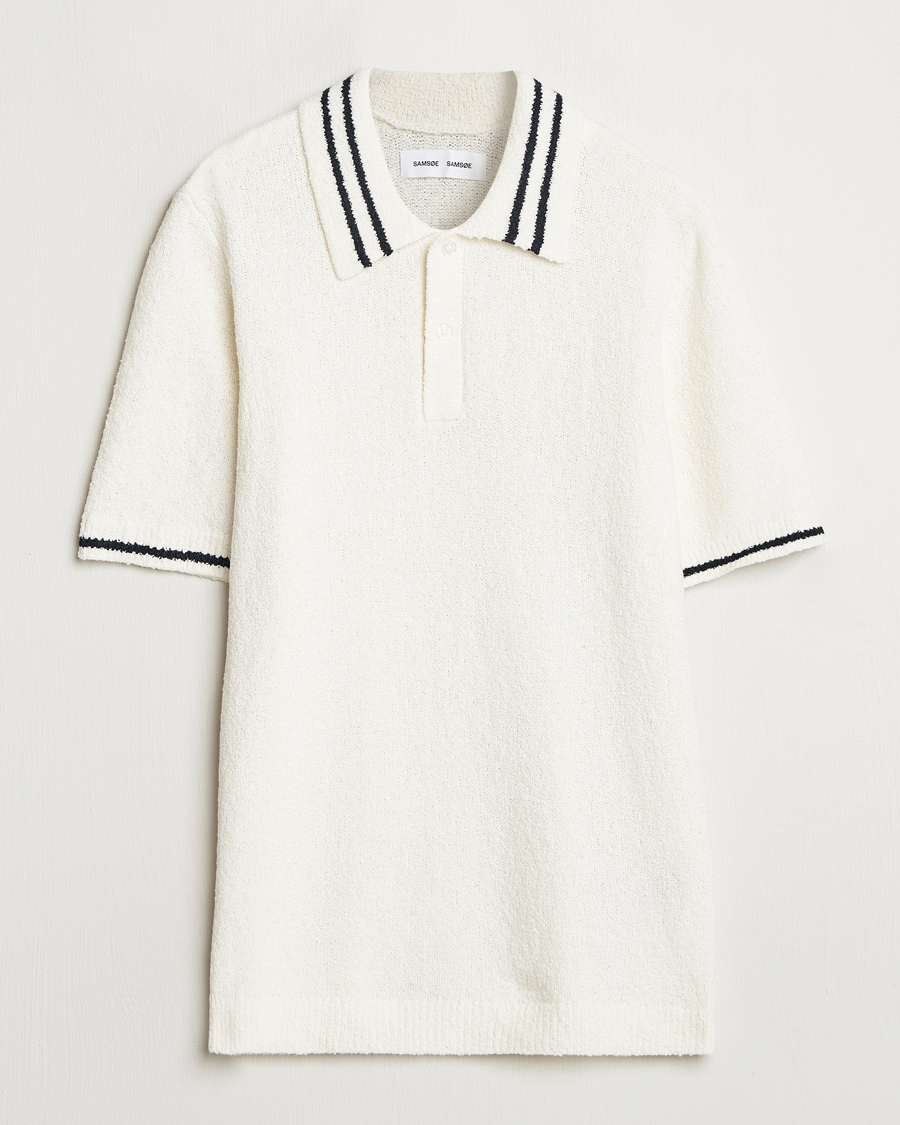 Herren | Poloshirts | Samsøe Samsøe | Pedro Tipped Knitted Polo Clear Cream