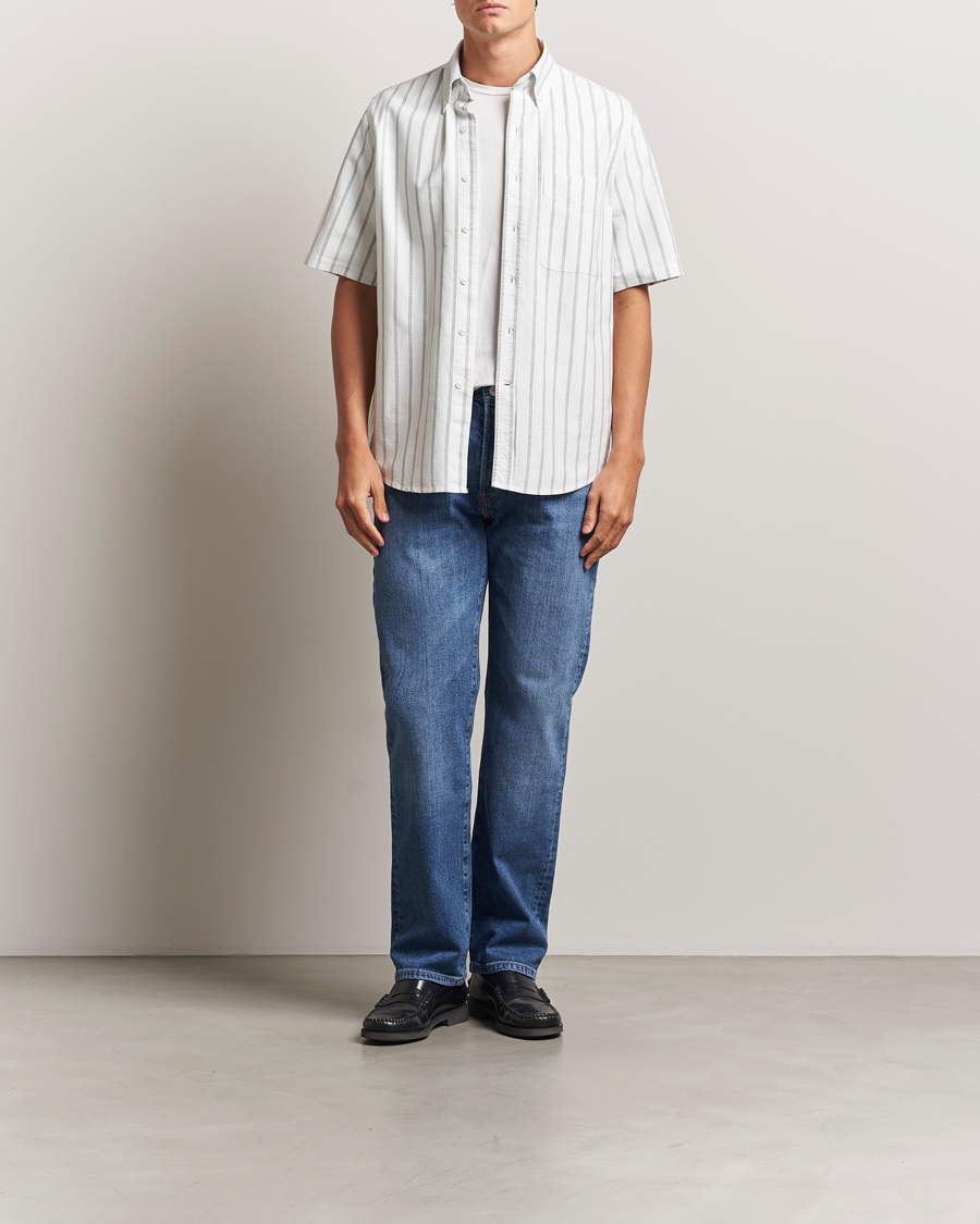 Herren | Hemden | Filippa K | Striped Oxford Short Sleeve Shirt Pale Blue/Navy