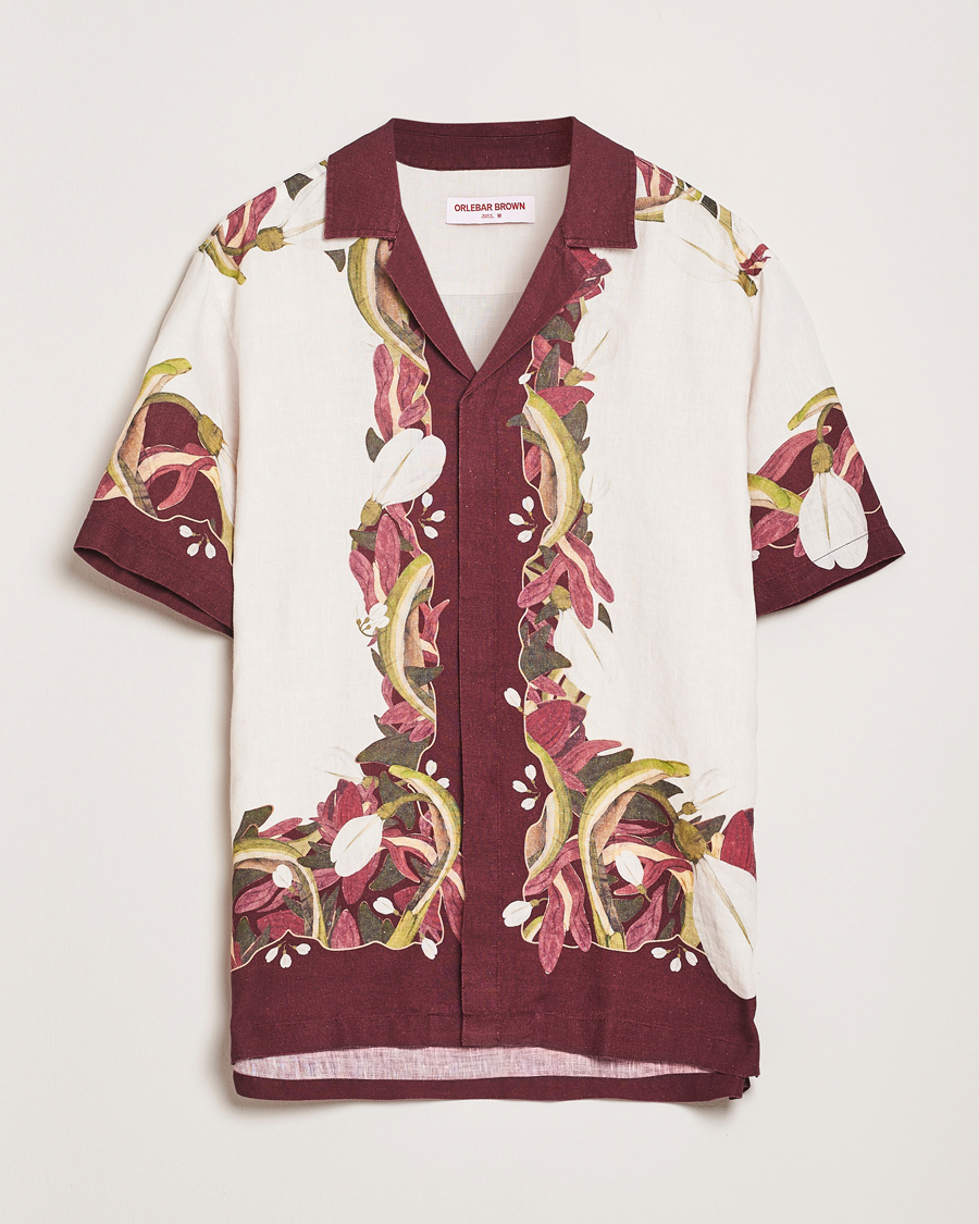 Herren | Hemden | Orlebar Brown | Maitan Orchis Short Sleeve Linen Shirt Damson