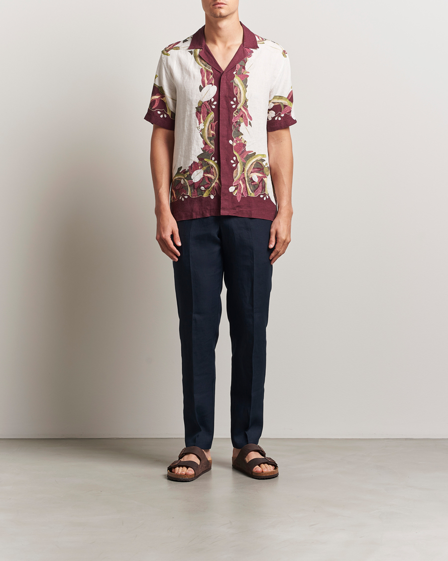 Herren | Hemden | Orlebar Brown | Maitan Orchis Short Sleeve Linen Shirt Damson