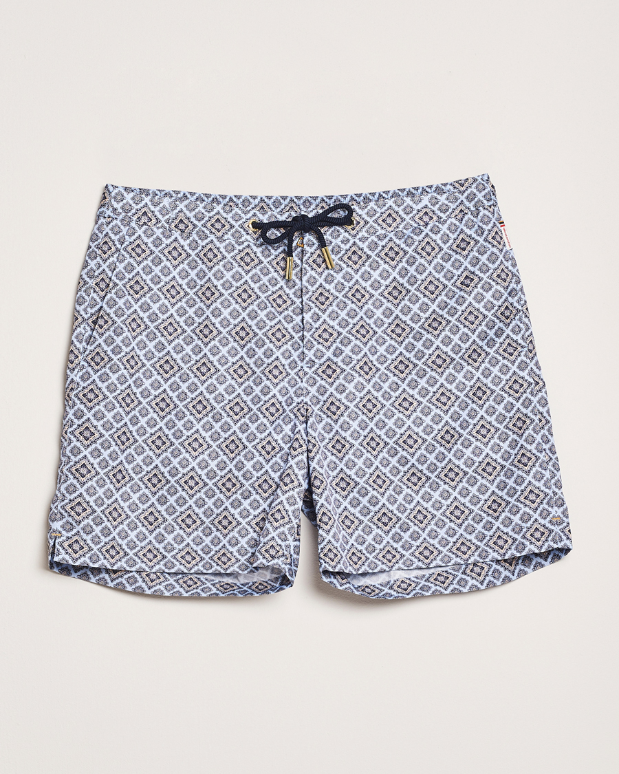 Herren | Badehosen | Orlebar Brown | Bulldog Drawcord Paisley Swimshorts Wave Blue