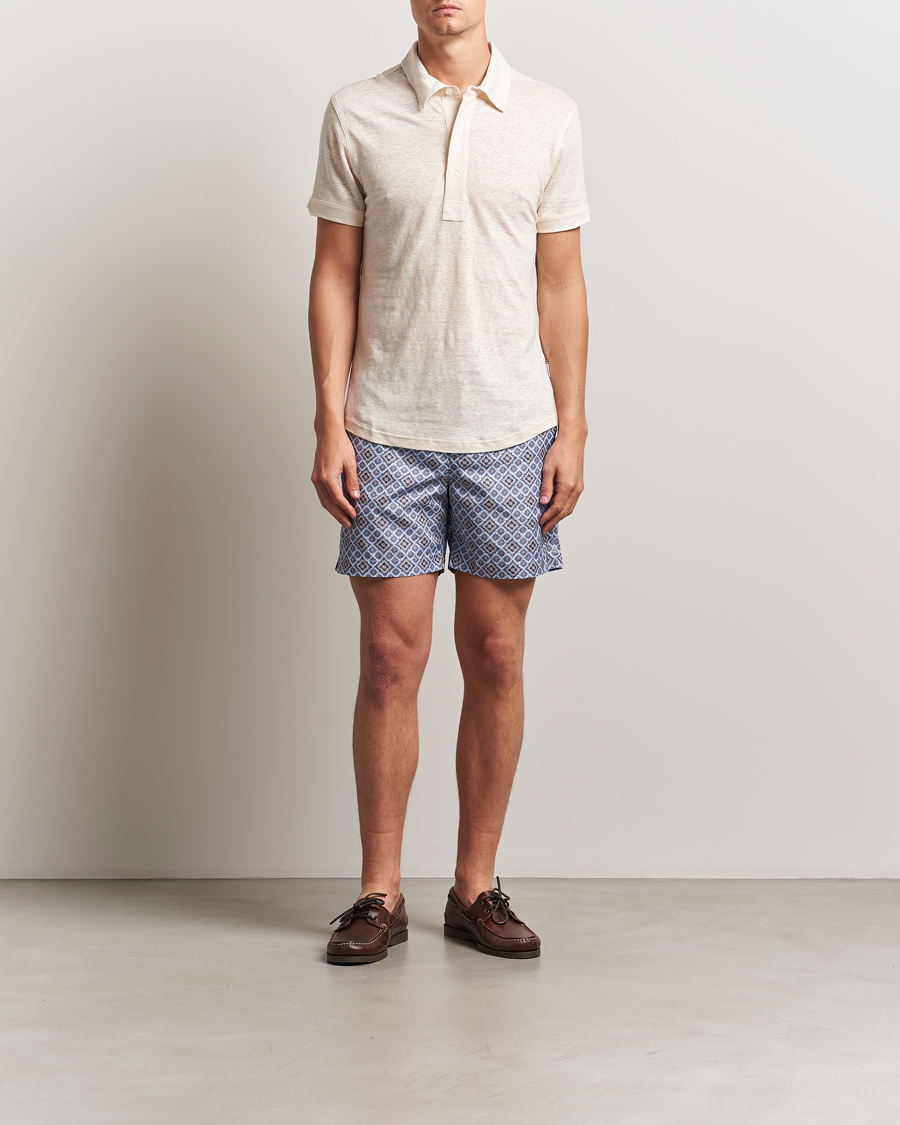 Herren | Badehosen | Orlebar Brown | Bulldog Drawcord Paisley Swimshorts Wave Blue