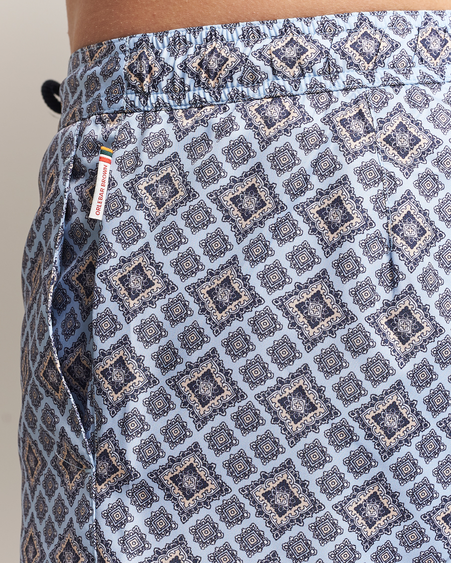 Herren | Badehosen | Orlebar Brown | Bulldog Drawcord Paisley Swimshorts Wave Blue