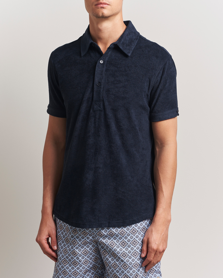 Herren | Poloshirts | Orlebar Brown | Sebastian Tailored Towelling Polo Night Iris