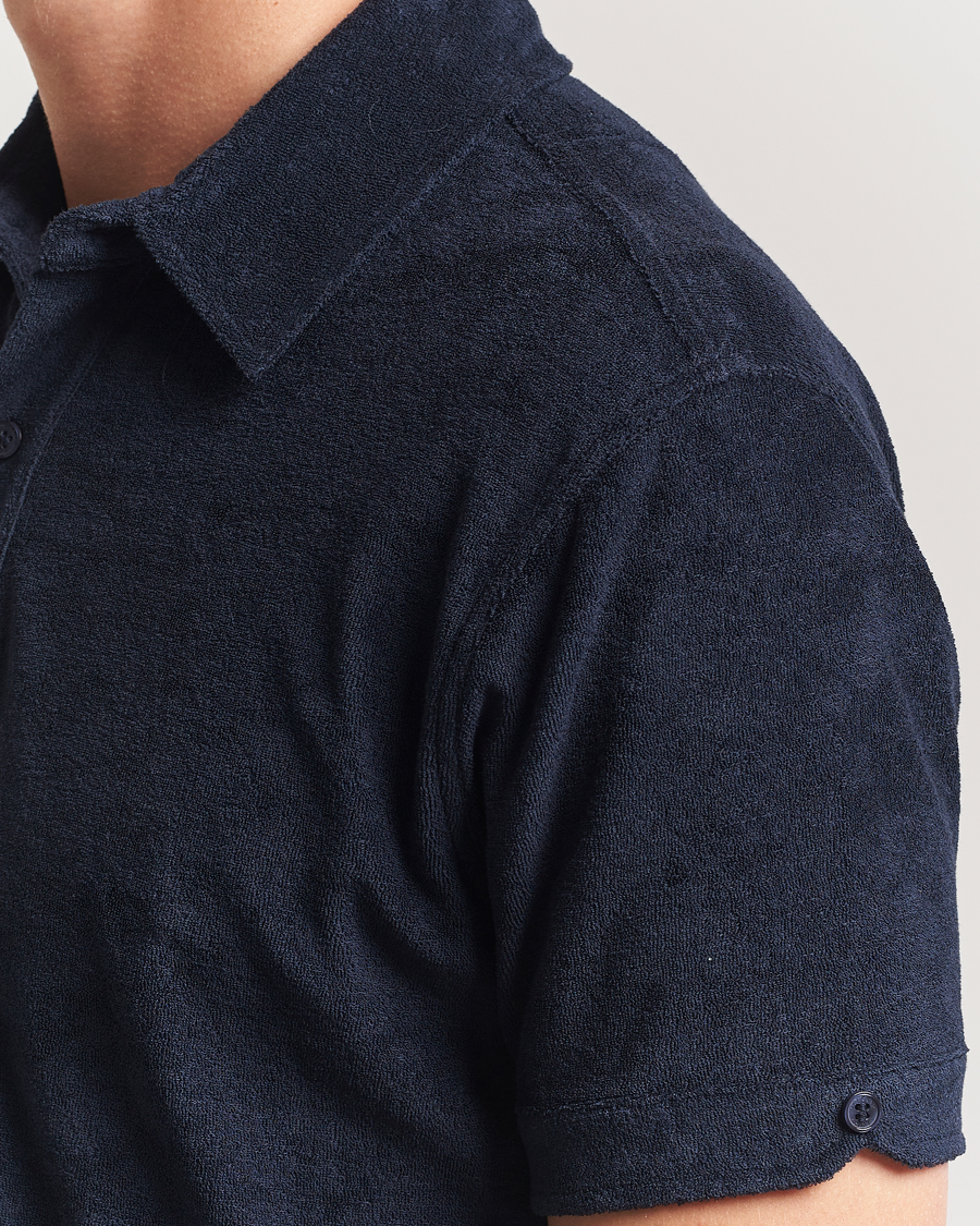 Herren | Poloshirts | Orlebar Brown | Sebastian Tailored Towelling Polo Night Iris