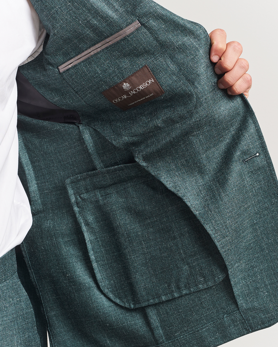 Herren | Sakkos | Oscar Jacobson | Fellow EVO Wool/Silk/Linen Blazer Green