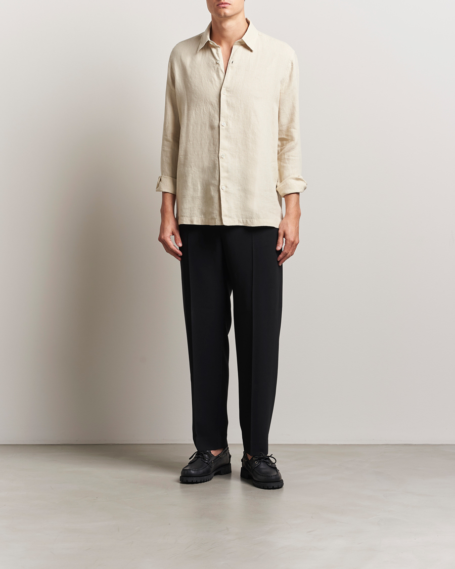 Herren | Hemden | A Day's March | Clean Cut Linen Shirt Oyster