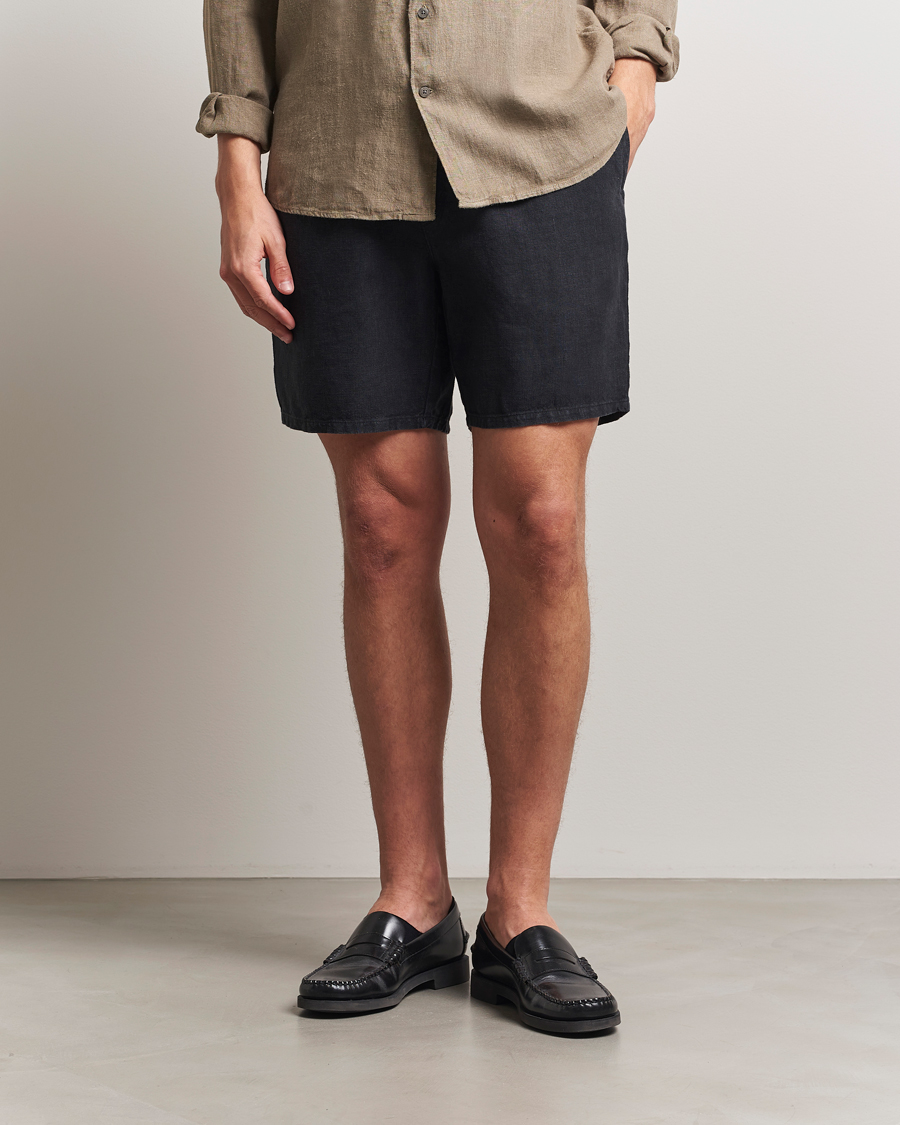 Herren | Shorts | A Day's March | Ipu Linen Drawstring Shorts Off Black