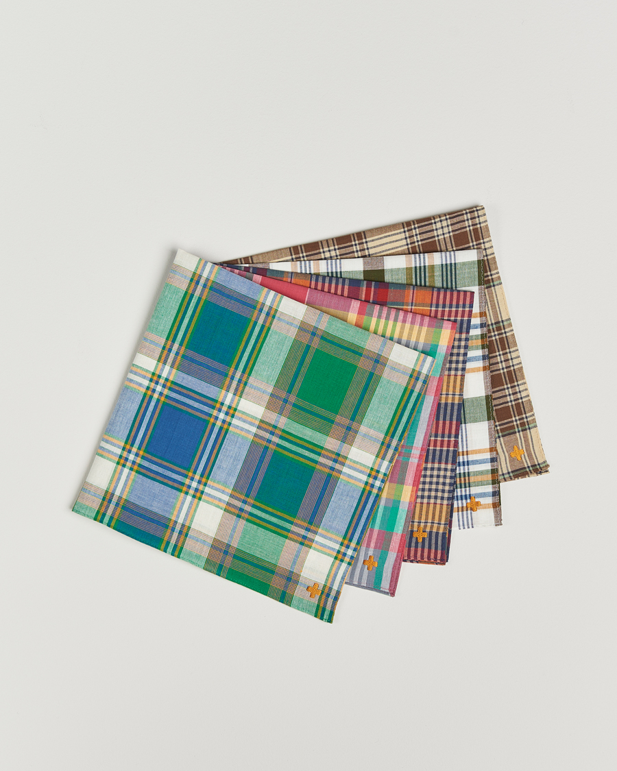 Herren | BEAMS PLUS 5-Pack Madras Handkerchiefs Multi Color | BEAMS PLUS | 5-Pack Madras Handkerchiefs Multi Color