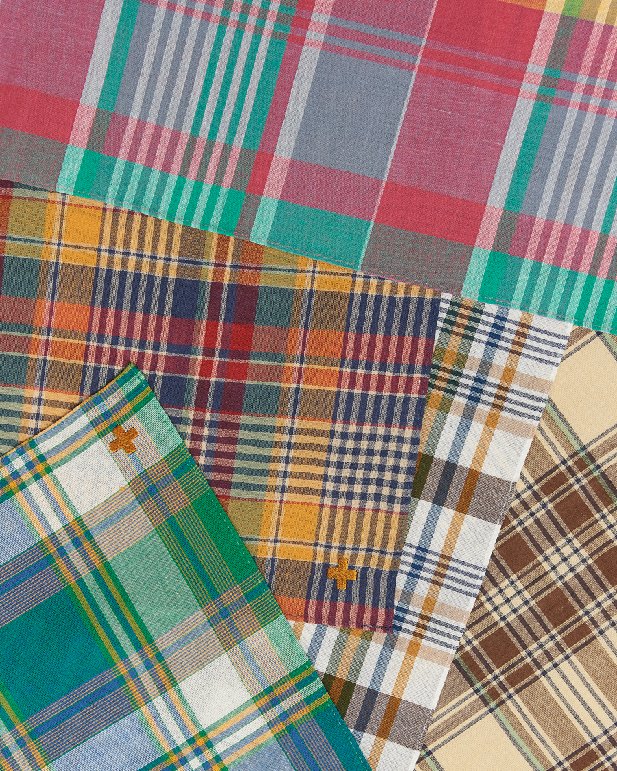 Herren | BEAMS PLUS 5-Pack Madras Handkerchiefs Multi Color | BEAMS PLUS | 5-Pack Madras Handkerchiefs Multi Color