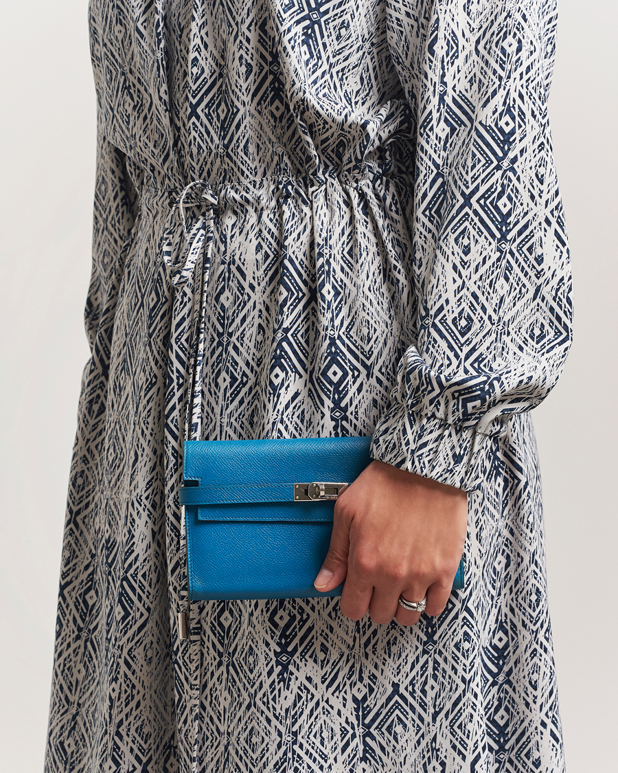 Herren | Hermès Pre-Owned Kelly Wallet Epsom Leather Blue | Hermès Pre-Owned | Kelly Wallet Epsom Leather Blue