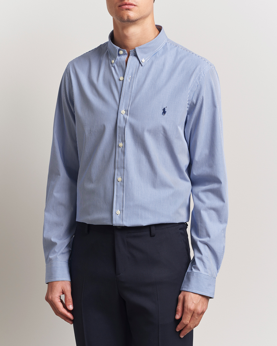 Herren | Hemden | Polo Ralph Lauren | Slim Fit Poplin Shirt Blue/White Hairline Stripe