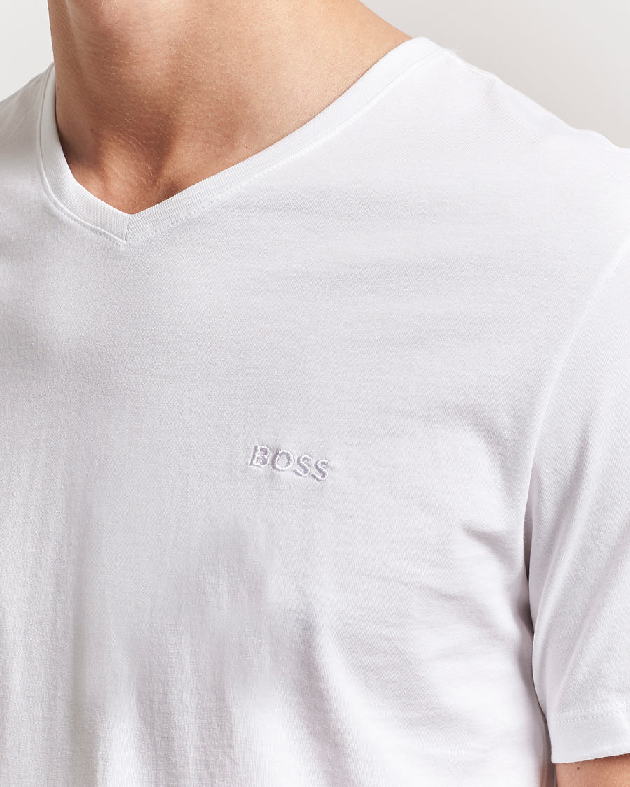 Herren | T-Shirts | BOSS BLACK | 2-Pack Relaxed Fit V-Neck T-Shirt White