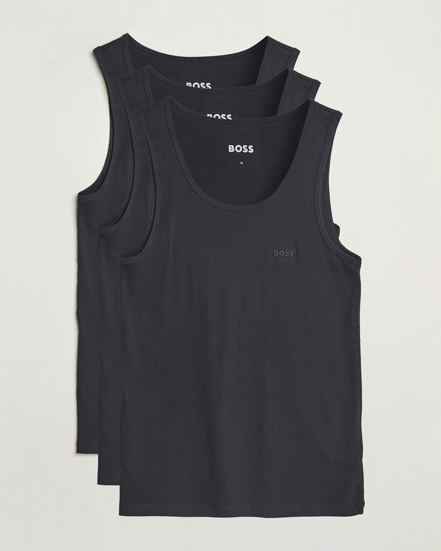 Herren | T-Shirts | BOSS BLACK | 3-Pack Ribbed Tank Top Black