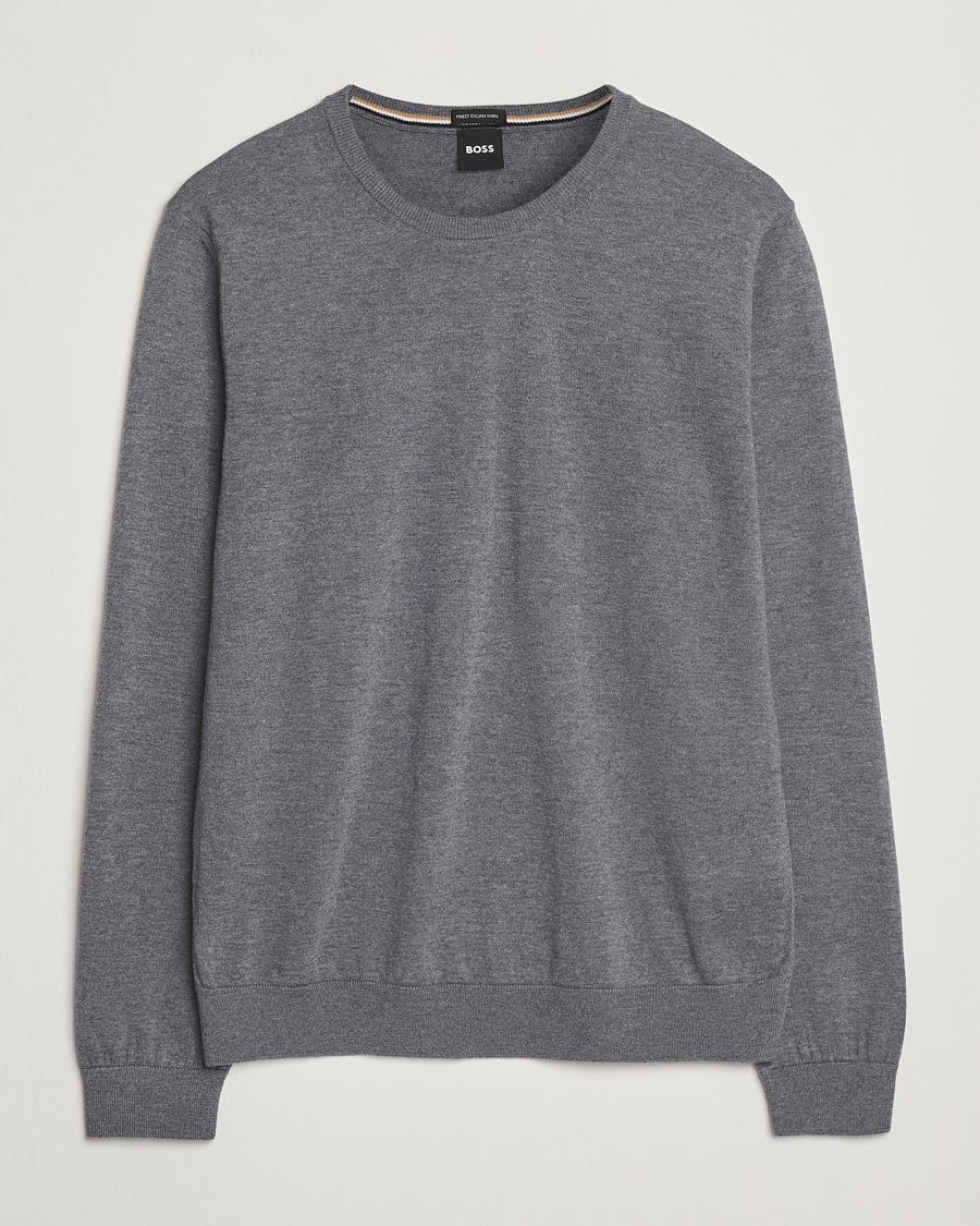 Herren | Pullover | BOSS BLACK | Leno Wool Crew Neck Pullover Medium Grey