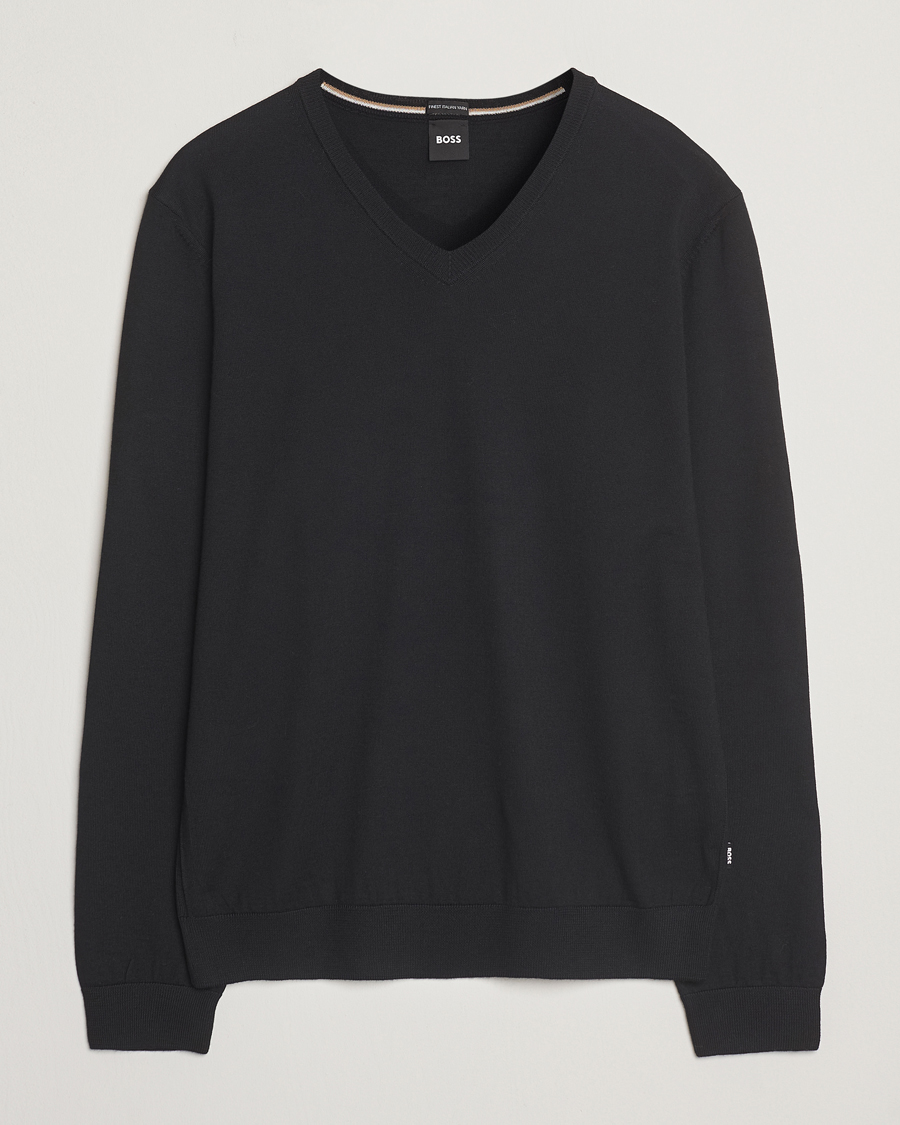 Herren | Pullover | BOSS BLACK | Melba Wool V-Neck Pullover Black