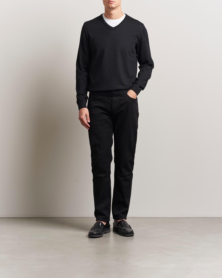 Herren | Pullover | BOSS BLACK | Melba Wool V-Neck Pullover Black