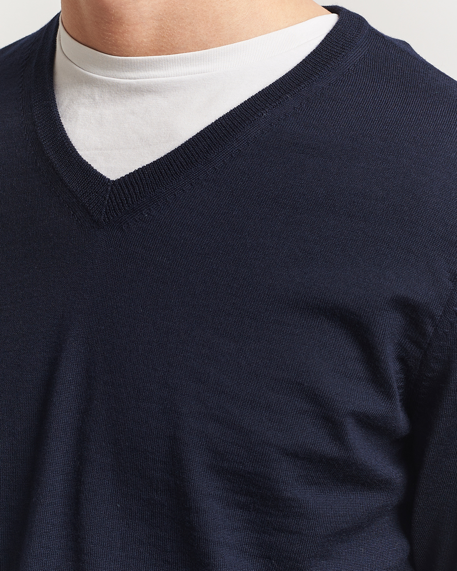 Herren | Pullover | BOSS BLACK | Melba Wool V-Neck Pullover Dark Blue