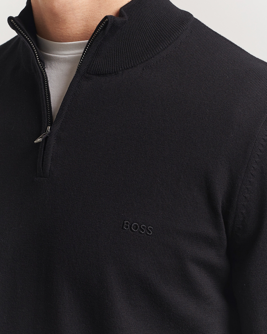 Herren | Pullover | BOSS BLACK | Padro Cotton Knitted Half Zip Black