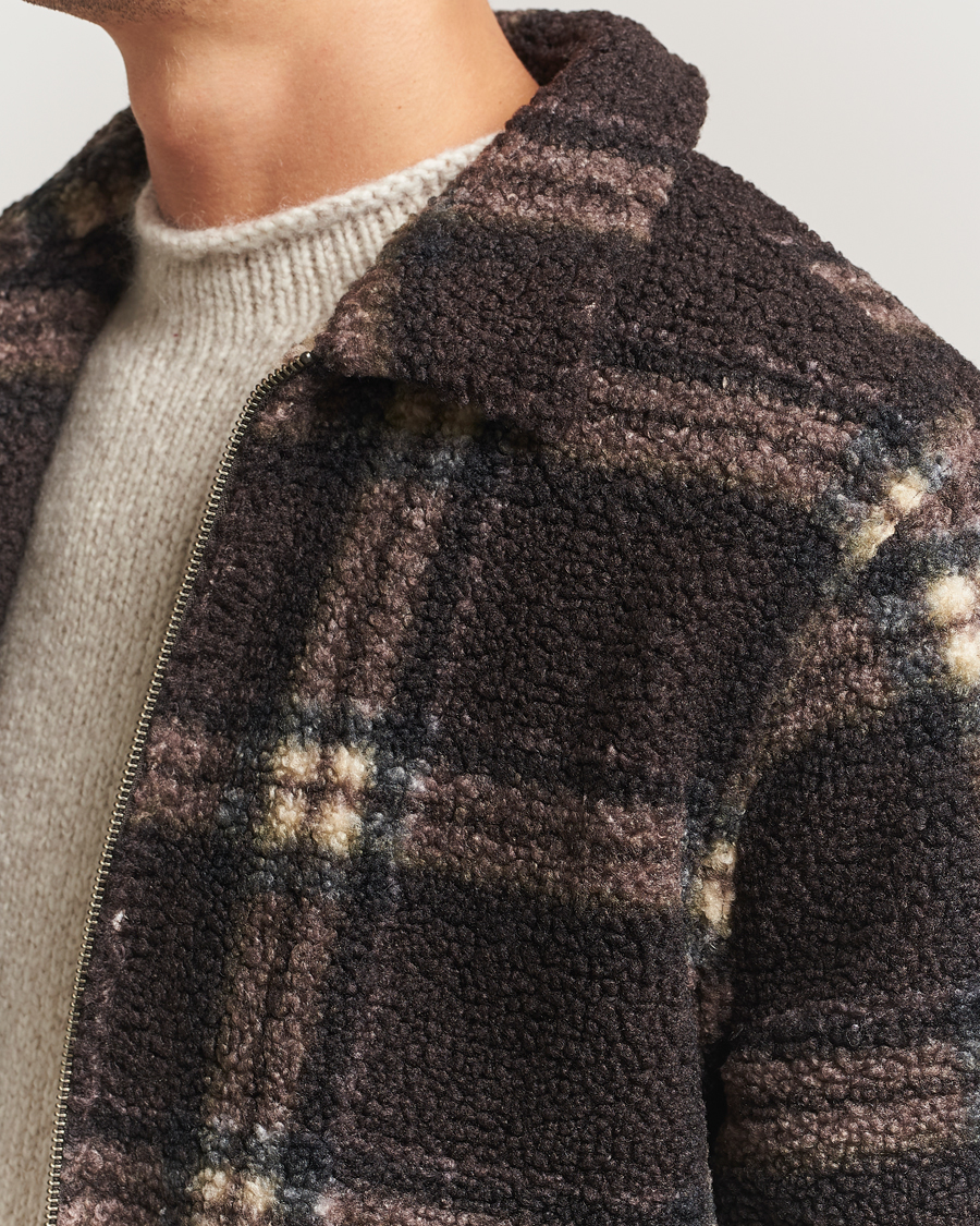 Herren | Pullover | Forét | Cabin Check Zip Fleece Brown