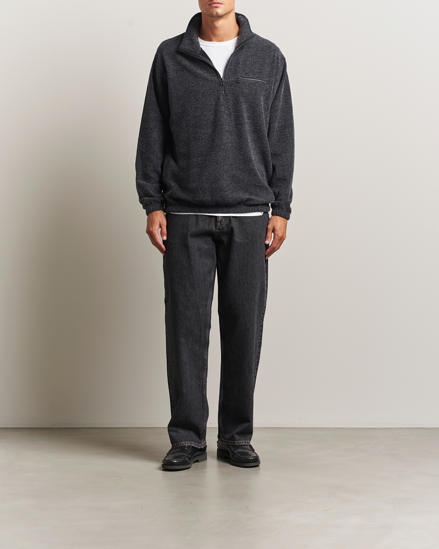 Herren | Pullover | Forét | Elm Half Zip Sweatshirt Dark Grey Melange