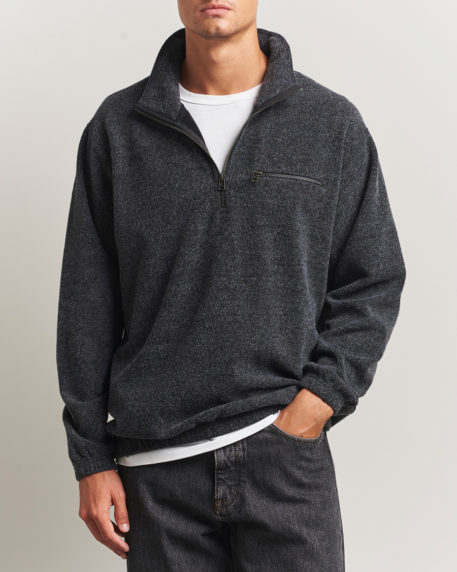 Herren | Pullover | Forét | Elm Half Zip Sweatshirt Dark Grey Melange