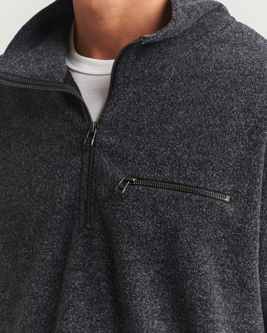 Herren | Pullover | Forét | Elm Half Zip Sweatshirt Dark Grey Melange