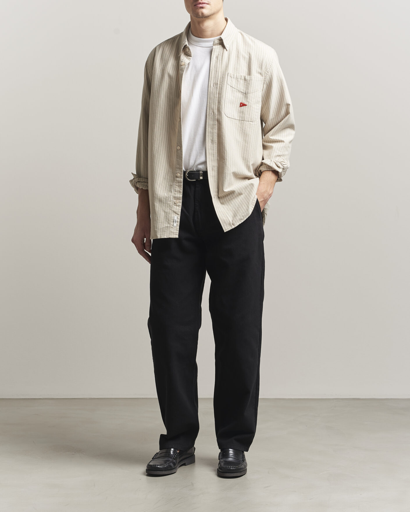 Herren | Hemden | Forét | Flag Regular Fit Pocket Oxford Shirt Taupe Stripe