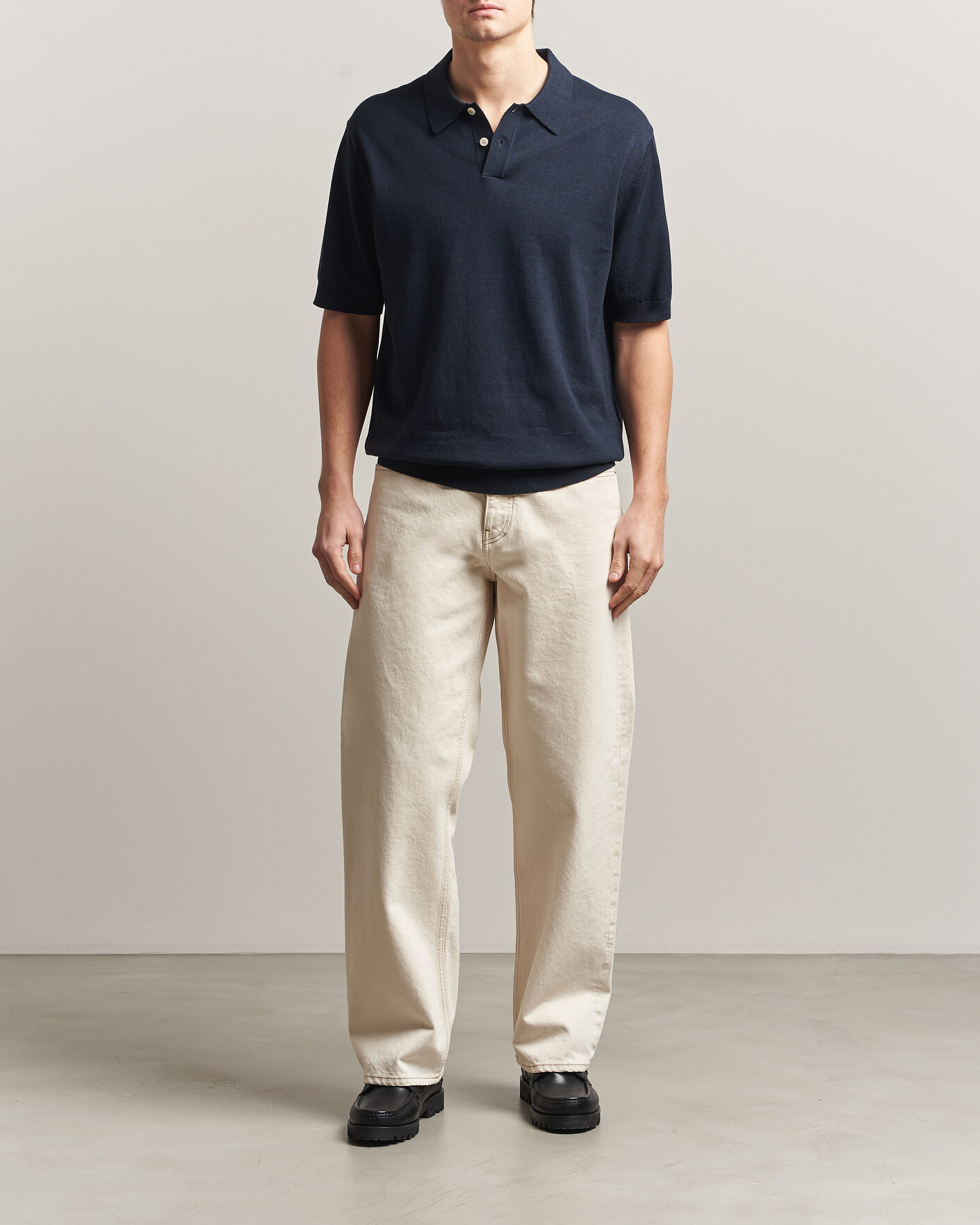 Herren | Poloshirts | Forét | Sea Cotton/Linen Polo Navy