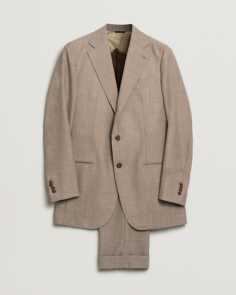 Herren | Berg&Berg Dan Wool Suit Taupe Melange 50 | Pre-owned | Berg&Berg Dan Wool Suit Taupe Melange 50