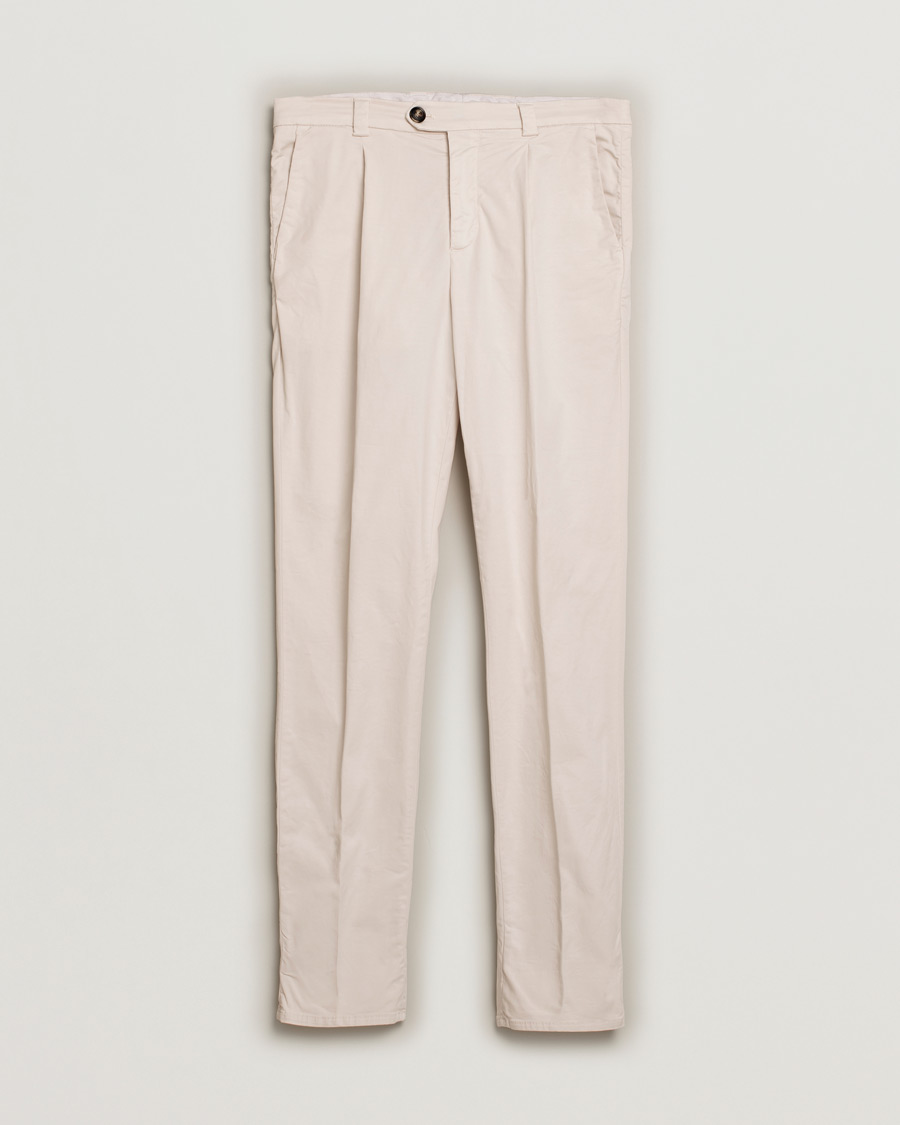 Herren | Hosen | Pre-owned | Brunello Cucinelli Slim Fit Pleated Trousers Off White