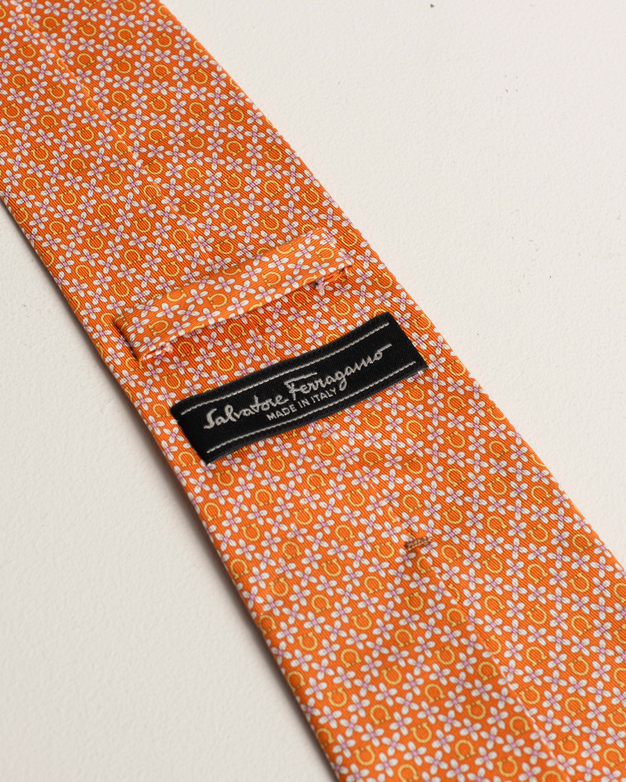 Herren |  | Pre-owned | Ferragamo Monogram Silk Tie Orange